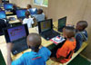 Tanzanian orphans have computer access inside their DigiTruck.